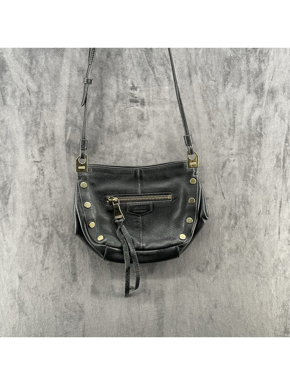 Aimee Kestenberg Black Leather Crossbody Bag Gold Hardware Shoulder Purse